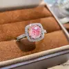Moderna Bolso Anillo Princesa Sparkly de Lujo Ligero Corte Fuego Artificial Paraiba para Mujer Incrustado con Diamante de Alto Carbono y Anillo de Aguamarina