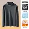 Camiseta Base Térmica Gruesa de Otoño e Invierno Unisex con Forro Polar de Cuello Medio Alto Talla Grande Manga Larga Gruesa Ropa Interior