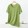 Nueva camiseta de verano para mujer, modelo modal, cuello redondo, talla grande, manga corta, camisa base casual holgada