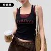 Camisola con Estampado de Letras Estilo Americano para Mujer S246, Combinación de Colores en Capas Ajustada Favorecedora Nicho Versátil