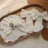 Conjunto de Chapéu e Meias para Bebê Menina, Chapéu Pulôver com Laço e Strass, Touca para Proteção da Moleira de Recém-nascido, Chapéu Indiano