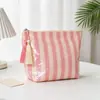 Bolsa de maquillaje impermeable de PVC, nuevo modelo transfronterizo para mujer, neceser rayado de gran capacidad, bolsa de almacenamiento de viaje versátil, fábrica