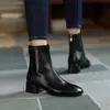 2026 Invierno Nuevo Estilo Europeo y Americano Más Terciopelo Cálido Talla Grande Botas de Mujer Tacón Grueso Punta Cuadrada Piel Suave Adelgazantes Temperamento Zapatos de Moda