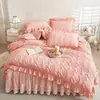 Capa de edredom matelassê cor sólida Classe A peça única 200x230cm Toque de luxo Renda Estilo Princesa Capa de edredom universal para todas as estações