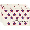 Jogos americanos de mesa decorativos para celebração do Dia da Independência transfronteiriça, jogos americanos comemorativos patrióticos de linho, jogos de mesa resistentes ao calor no atacado