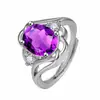 Anel Yihua Colorido Torcido com Diamante Aberto Diamante Vermelho Granate Anel de Diamante Roxo Anel com Diamantes Incrustados
