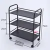 Estante para Platos de Restaurante Hot Pot Estante de Almacenamiento de Cocina Estante de Almacenamiento de Pie Malla de Acero Pintada Tres Niveles Carrito Móvil para Preparación
