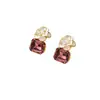 Pendientes de Botón de Camelia Francesa Vintage con Aguja de Plata S925 para Mujer Diseño de Nicho Pendientes Colgantes Geométricos de Cubo de Azúcar Pendientes Versátiles