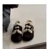Zapatos Birkenstock con Suela Plana y Forro de Felpa, Zapatos Peludos para una Pierna para Mujer, Nuevos Zapatos Mary Jane de Algodón de Invierno 2025, Zapatos Gorro Cálidos