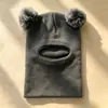 Gola Térmica Dupla Infantil com Capuz Integrado e Proteção para Orelhas, Forrada com Fleece, Gorro de Lã Tricotado Quente de Inverno para Meninos e Meninas