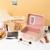 Estuche de Maquillaje de Dibujos Animados de Moda Kuromi con Espejo, Organizador Infantil y Caja de Cuero para Guardar Tarjetas
