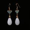 Pendientes chapados en oro con punta de esmeralda de imitación cloisonné, Ciudad Prohibida, clásicos, nuevos, estilo chino simple, pendientes antiguos Hanfu