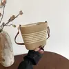 Bolso de Hombro Trenzado de Paja de Color Contrastante Tendencia 2026 Nueva Moda Estilo Coreano Clásico Bolso Cruzado de Gran Capacidad Bolso Tejido a Mano