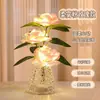 Flores artificiais de folha de ouro rosa para mesa de jantar e decoração de casa, enfeites de flores de plástico para mesa de sala de estar e quarto
