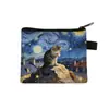Nuevo Monedero Original Van Gogh y el Gato, Tarjetero para Estudiantes y Niños, Bolsa de Almacenamiento Linda, Estuche de Auriculares de Alto Valor