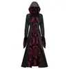 Disfraz Medieval Noble Vestido con Capucha Estampado Retro de Noche para la Corte Vestido de Rendimiento Manga Larga Falda para Mujer