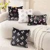 Funda de Almohada de Peluche con Lazo del Fabricante, Cojín Lumbar Bordado en Toalla, Funda de Cojín para Cabecera, Funda de Almohada para Sofá de Sala de Estar, Cojín Decorativo Estilo Americano