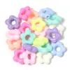 50 peças/pacote contas plásticas soltas cor imitação madeira contas redondas chatas/contas soltas flor de cinco pontas colorida contas espaçadoras semiacabadas