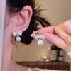 Brincos Coreanos Populares de Zircônia Micro-Cravada com Laço para Mulheres Agulha de Prata S925 Nicho High-End Brincos de Pérola