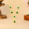 Collar de Jade Hielo Verde Natural Grado A de Venta Caliente en Transmisión en Vivo para Mujer, Cadena para Clavícula de Ágata, Nueva Joyería de Lujo de Estilo Chino Incrustada