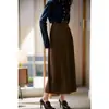 Falda nueva de invierno suelta adelgazante cintura elástica falda elegante de moda combinable abertura trasera falda de lana ajustada