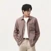 Chamarra fina de color block retro americano de moda para hombre, nueva colección primavera/otoño 2026, camisa casual de manga larga estilo workwear