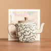 Tetera Cuadrada con Patrón de Nube Propicia para Hacer Té Hogareña Tetera Individual Imitación de Porcelana Ru Tetera Estilo Song Juego de Té Kung Fu Apertura y Elevación