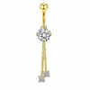 Anillo para Ombligo de Acero Inoxidable Transfronterizo Set de 6 Piezas con Moño, Forma de Corazón, Circonita de Diamante Completo Joyería para Piercing de Ombligo de Supermercado