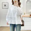 Sudadera dulce casual de otoño nueva moda para mujer talla especial con dobladillo de volantes top 0879