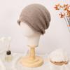Chapéu de tricô de cashmere liso atacado infantil outono e inverno quente tudo-combinando chapéu de lã simples enrolado chapéu de cashmere para o frio