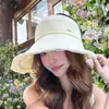 Sombrero de Pescador con Encaje Calado para Mujer, Estilo Coreano de Verano Dulce Versátil Sombrero de Protección Solar, Sombrero de Sol Transpirable para Viajes al Aire Libre