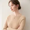Novedad Otoño/Invierno 2026 Suéter de Cuello Redondo Primera Línea Listo para Usar Cachemir Suave y Liso para Mujer Top de Punto de Lana Básico