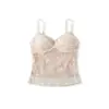Set Estilo Puro Deseo: Camisola de Malla Jacquard de Encaje de Verano con Copas, Top Corto Ajustado para Mujer