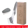 Escova de Lavar Louça com Cabo Longo e Dispenser de Líquido Design de Apertar para Dispensar Escova Multifuncional para Limpeza de Utensílios de Cozinha e Fogão Removedora de Manchas