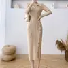 Vestido de punto estilo francés para mujer, otoño e invierno 2026, de punto ajustado, longitud media, vestido bodycon interior