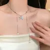 Colar Borboleta Pérola Ins Explosivo Luxo Leve Versátil Feminino Corrente de Clavícula Distinta Fashion Verão