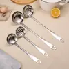 Colher de Sopa de Aço Inoxidável, Colher Espessada de Cabo Longo para Panela Quente, Colher Doméstica para Mingau, Escorredor de Sopa de Grau Alimentício, Colher de Sopa Grande Comercial
