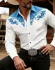 Camisa Étnica Masculina Transfronteiriça de Manga Longa, Cardigã de Botão Único para Quatro Estações, Top com Estampa 3D
