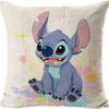 Funda de Almohada de Lino Ultra Suave con Dibujo de Stitch, Cojín para Sofá, Funda para Cabecero, Admite Diseño Personalizado con Tu Propia Imagen