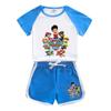 Wang Wang equipe infantil manga curta terno infantil verão estilo ocidental novo pequeno e médio porte crianças shorts casual moda duas peças na moda