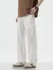 Feng She Roupa Masculina / Primavera Verão Estilo Old Money Mistura de Algodão e Liocel Calça Casual Afunilada de Uma Dobra Calça Reta Levemente Larga e Fluida