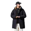 Jaqueta de Algodão Média Hjcamel Cor Camelo para Homens, Novo Casaco de Algodão Espesso e Quente de Inverno para Homens