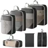 Set de 10 Bolsas de Almacenamiento de Viaje de Compresión Cuidadosamente Seleccionadas, Bolsa de Almacenamiento de Malla con Cordón para Empacar por Separado, Bolsa Organizadora para Equipaje, Maquillaje y Artículos de Tocador