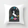 Suministro directo de fábrica funda de almohada creativa cuadrada de dibujos animados de unicornio linda funda para cojín de respaldo de sala de estar dormitorio del hogar