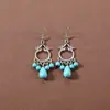 Pendientes Bohemianos Europeos y Americanos con Borlas y Turquesa, Pendientes de Estilo Étnico Retro, Joyería para Orejas Única y Elegante Estilo Tibetano