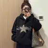 Sudadera con Capucha Estampado de Leopardo y Estrellas para Mujer 2025 Otoño e Invierno Nuevo Estilo Forro Polar y Espesada Sudadera de Nicho
