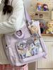 Bolsa de Dolor con Lazo Lindo jk Lolita Chica Bolso de Hombro Insignia para Estudiantes Transparente Bolsa de Dolor para Tutorial de Clase