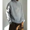 Cleanfit Retrô Relaxado Meio Zíper Gola Alta Tricô Engrossado Outono e Inverno Novo Estilo Preguiçoso Jaqueta de Tricô Tricot