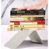 Herramienta mágica para almacenar libros: estantería acrílica transparente engrosada, soporte de libro en forma de L, tope de libro, clip para libro para fijación en escritorio