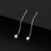 Prata S999 Simples Estrela Lua Linha de Orelha Feminina Ins Estilo Frio Elegante Estilo Coreano Borla Brincos Quadrados Brincos